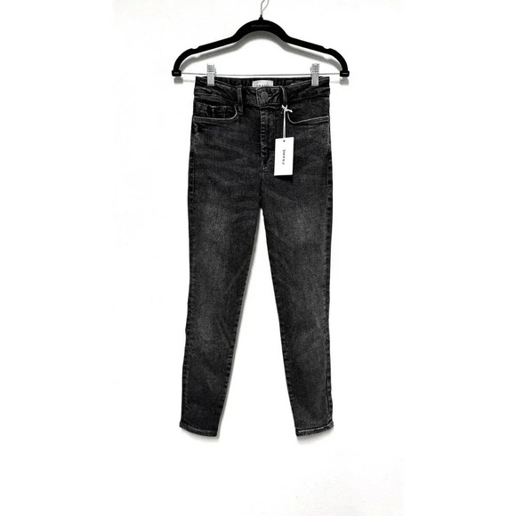 NWT FRAME Le One Skinny Mid-Rise Skinny Jeans - Black Gray Denim - Picture 1 of 8